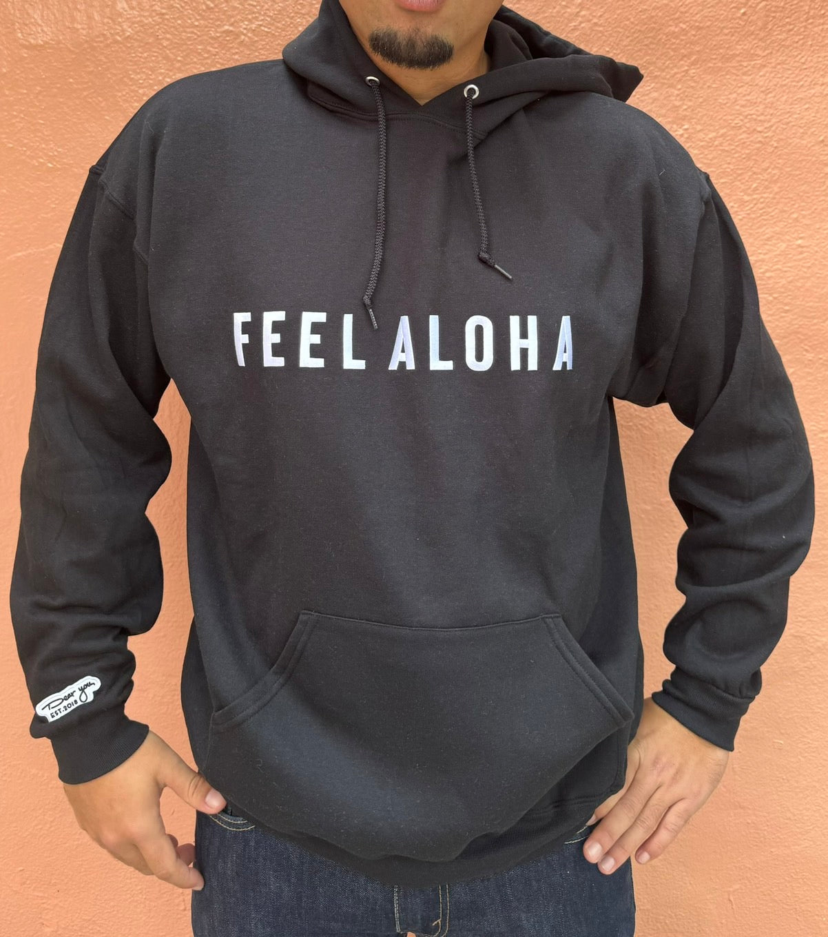 feel aloha embroidery hoodie