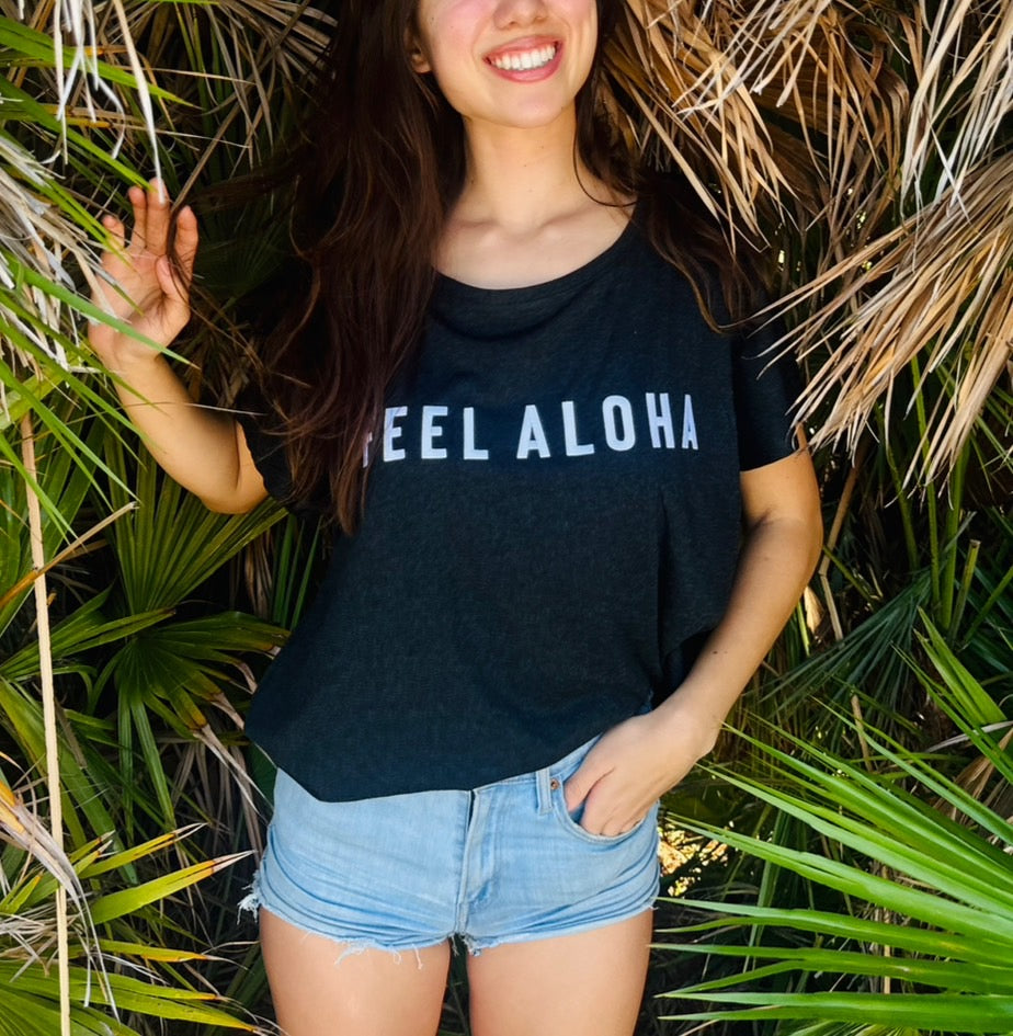 women's feel aloha embroidery oversize