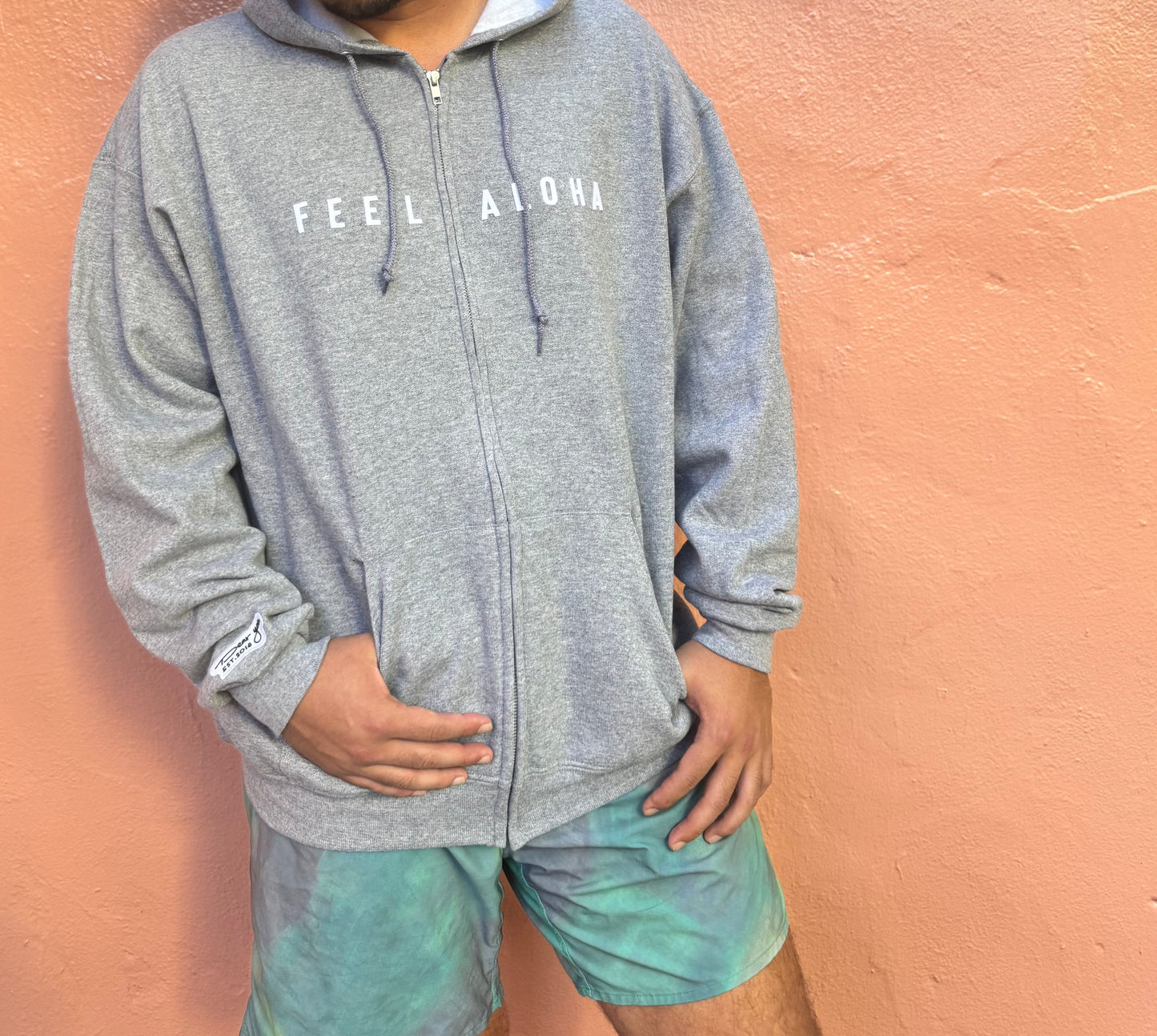 feel aloha mini embroidery zipper