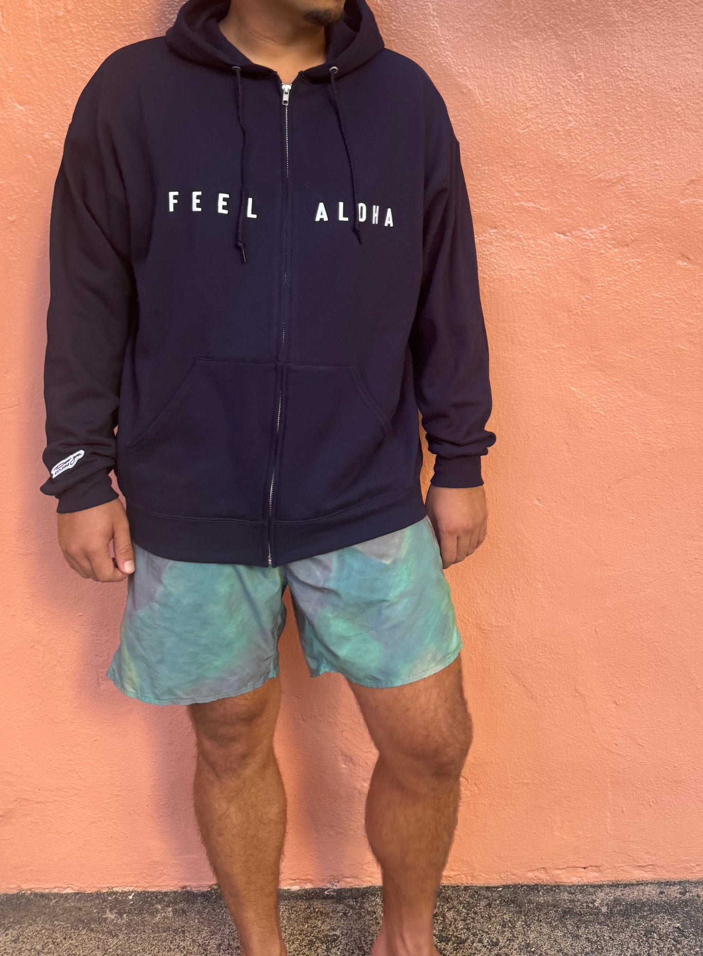 feel aloha mini embroidery zipper